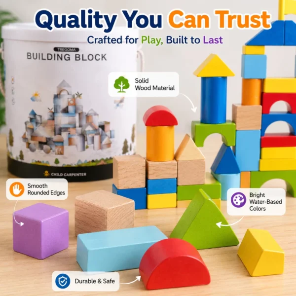 100Pcs Wooden Building Blocks