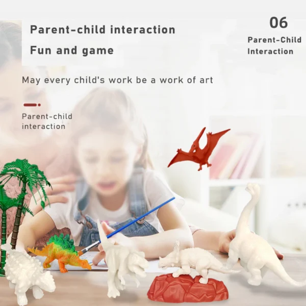 6Pcs DIY Coloring Dinosaur Kit